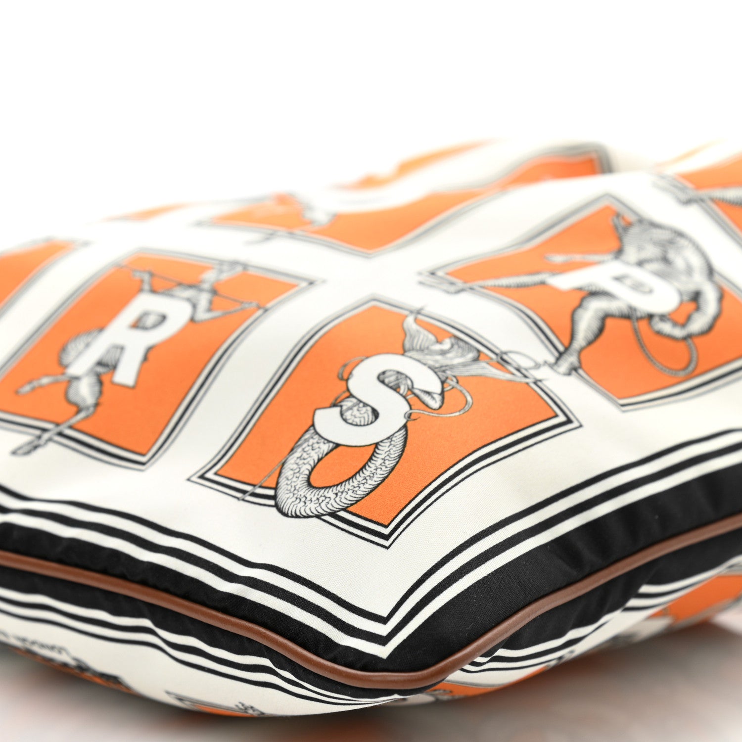 Burberry Satin Mythical Alphabet Drawstring Pouch Orange Black White 9 of 9