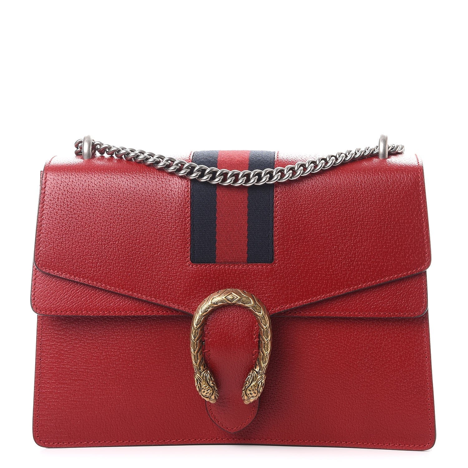 Gucci Textured Calfskin Web Medium Dionysus Shoulder Bag Hibiscus Red 1 of 7