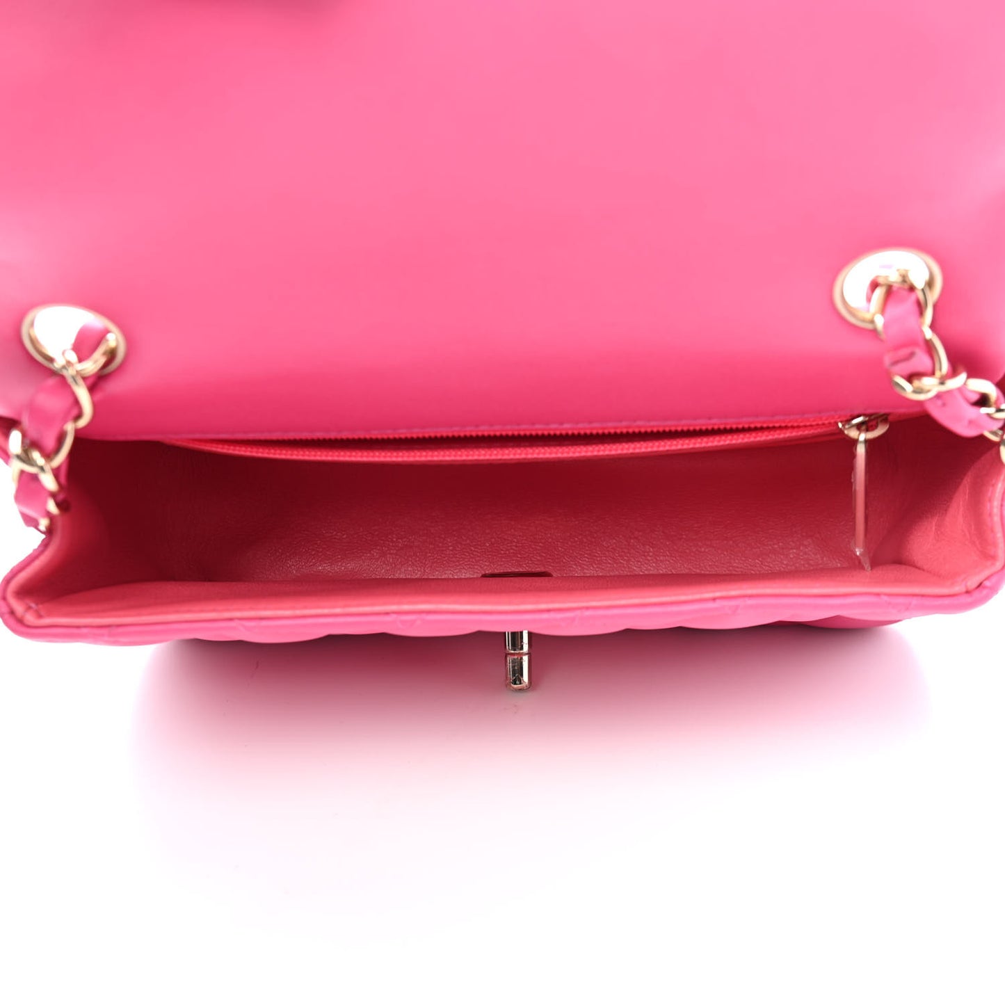 Lambskin Quilted Mini Rectangular Flap Dark Pink