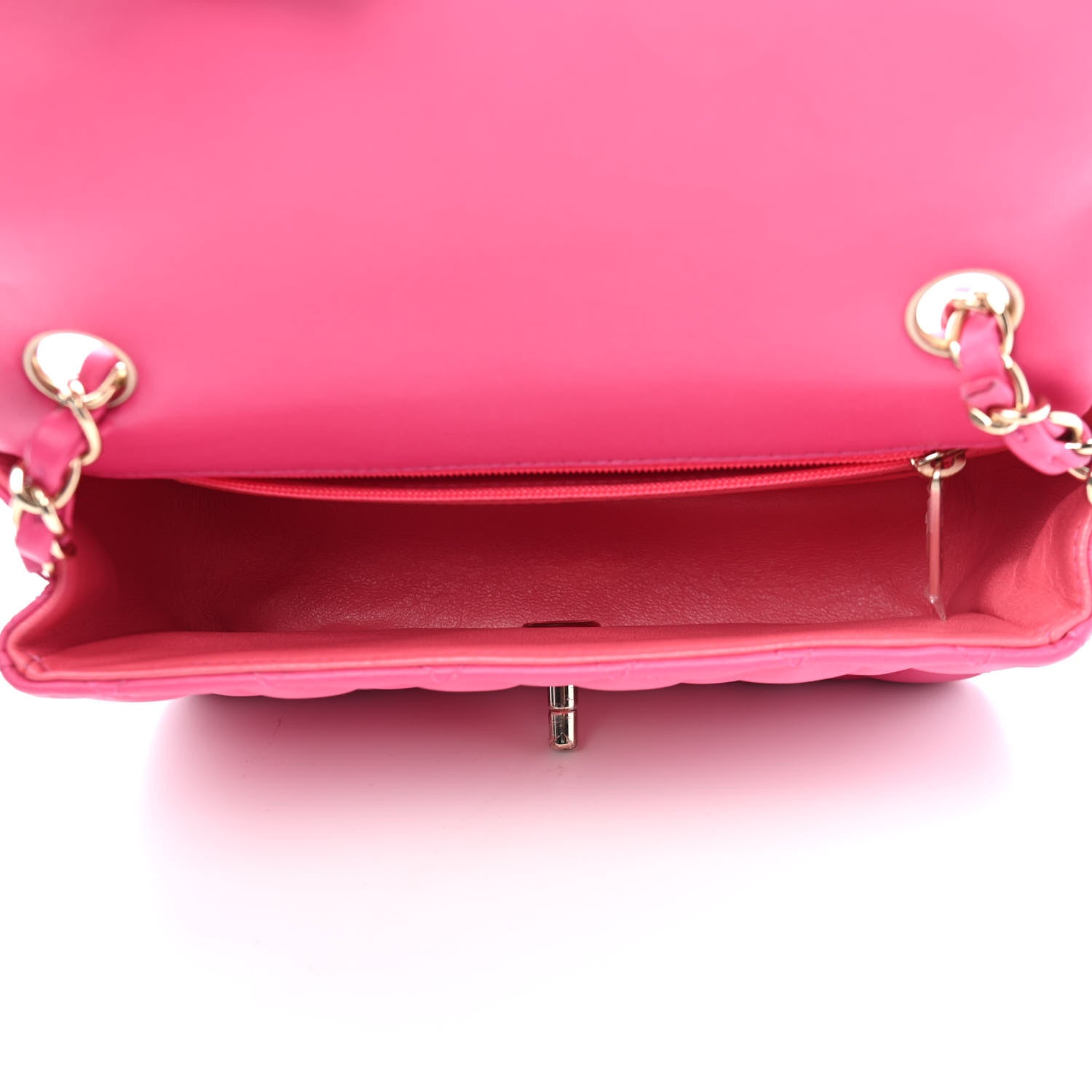 Chanel Lambskin Quilted Mini Rectangular Flap Dark Pink 5 of 9