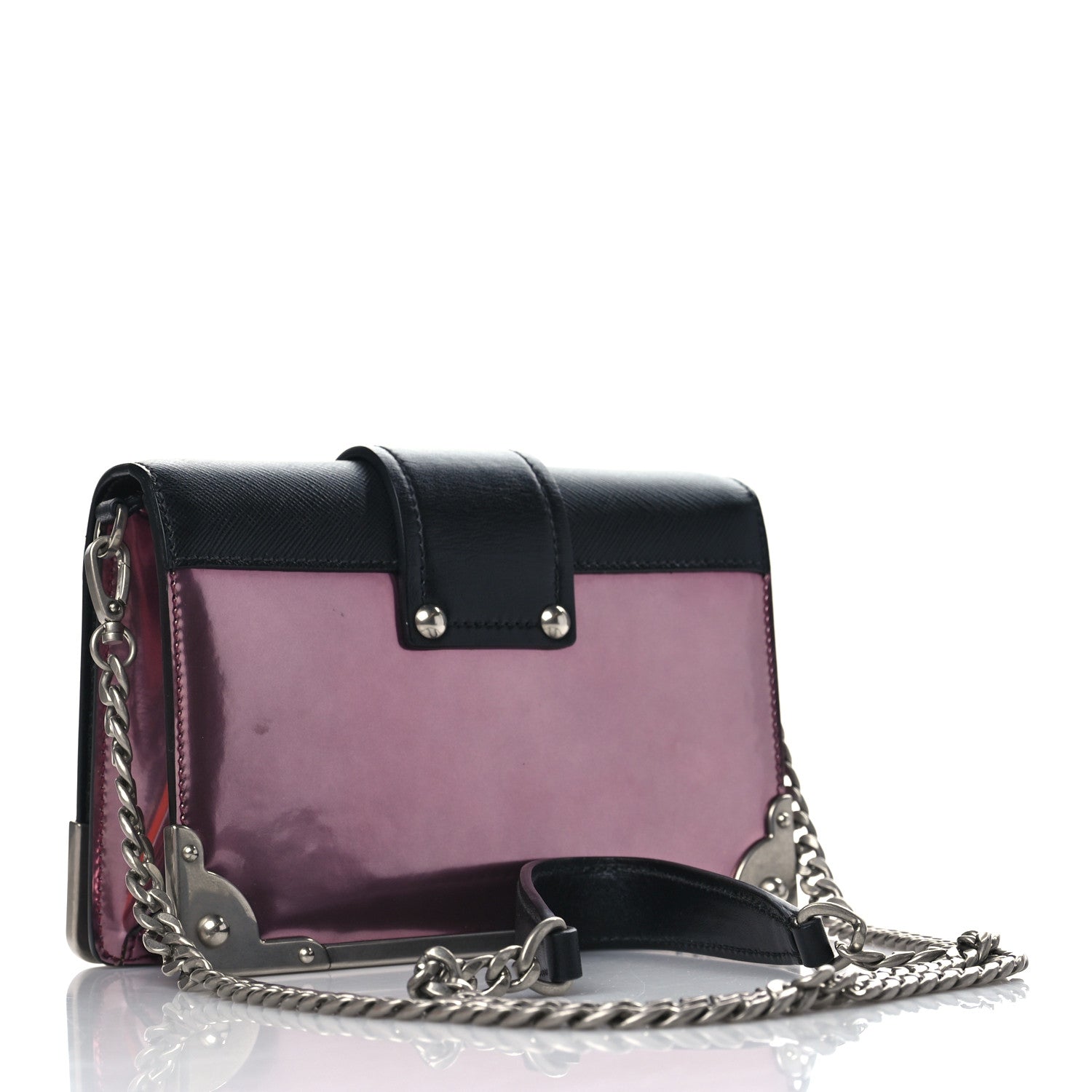 Prada Metallic Vitello Saffiano Cahier Bag Ibisco Black 3 of 8