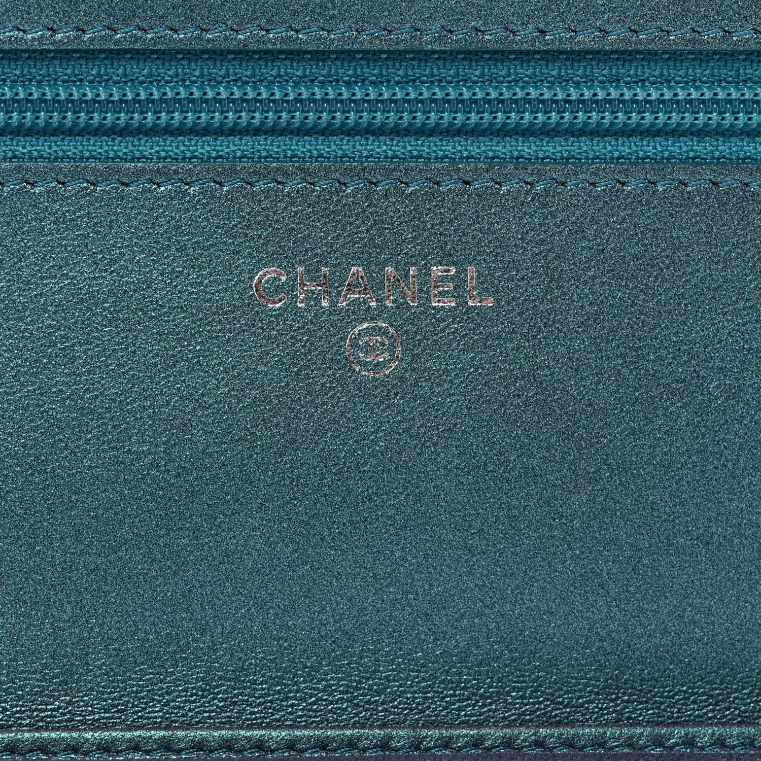 Chanel Iridescent Lambskin Quilted Wallet On Chain WOC Turquoise 6 of 12