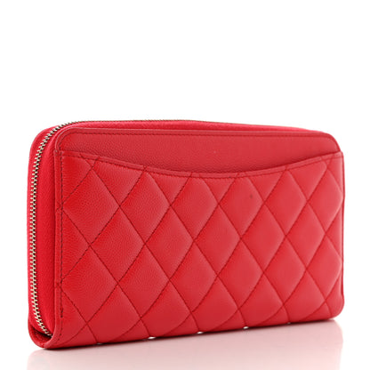 Chanel Lambskin Quilted Gusset Zip Around Wallet Red 3 of 9