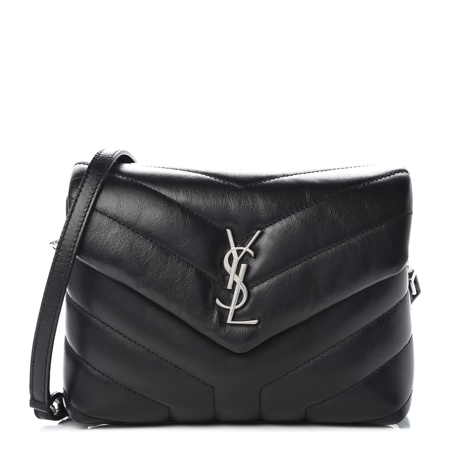 Calfskin Y Quilted Monogram Toy Loulou Crossbody Bag Black