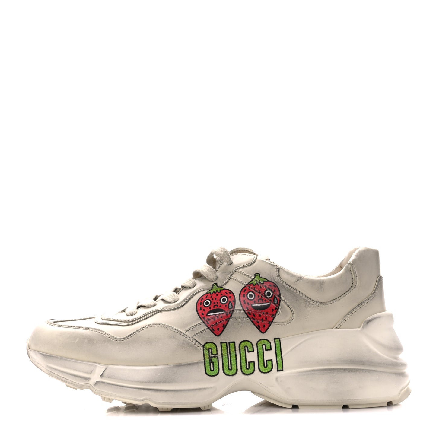 X PABLO DELCIELO Apollo Calfskin Strawberry Print Womens Rhyton Sneakers 41 Ivoire