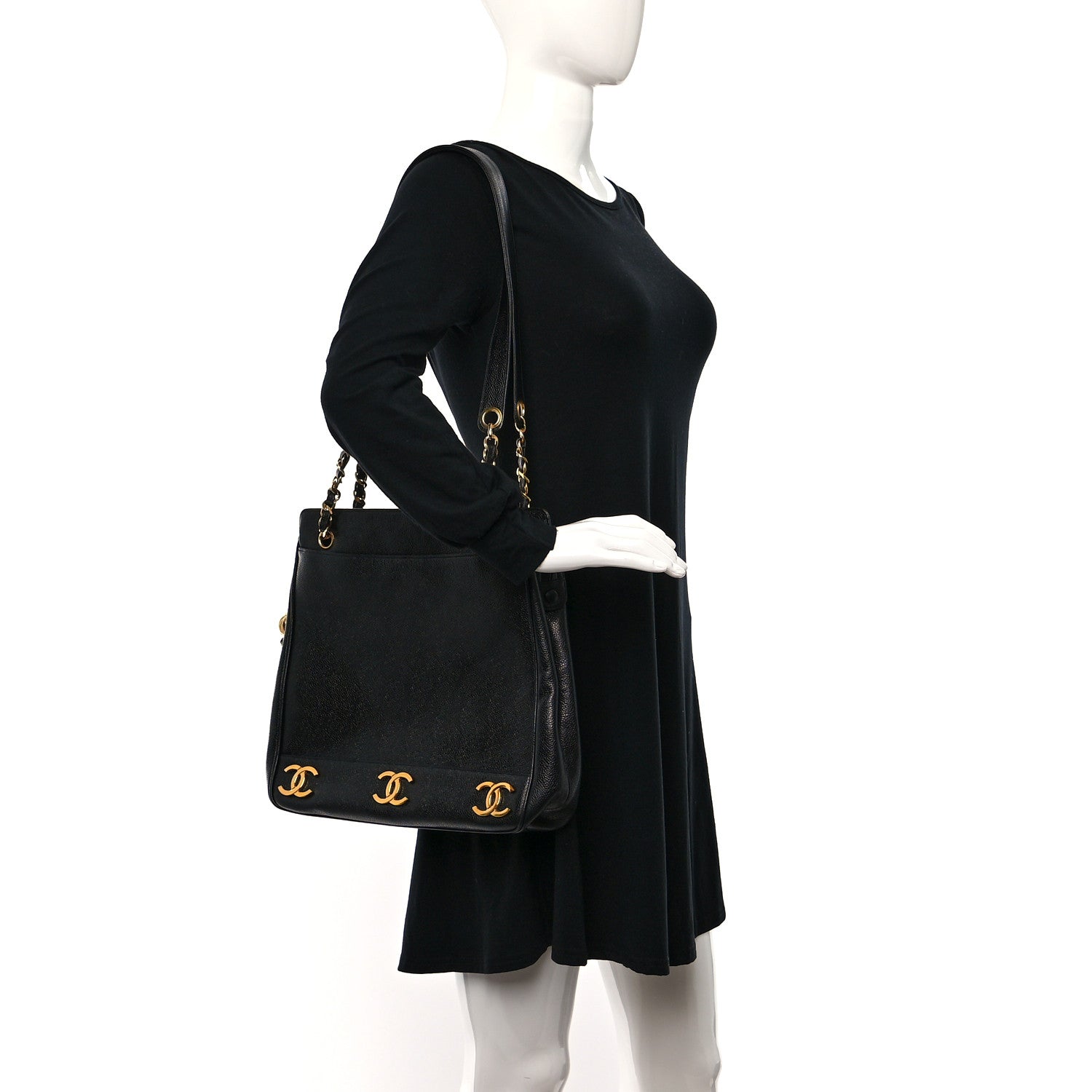 Chanel Caviar CC Shoulder Bag Black 3 of 8