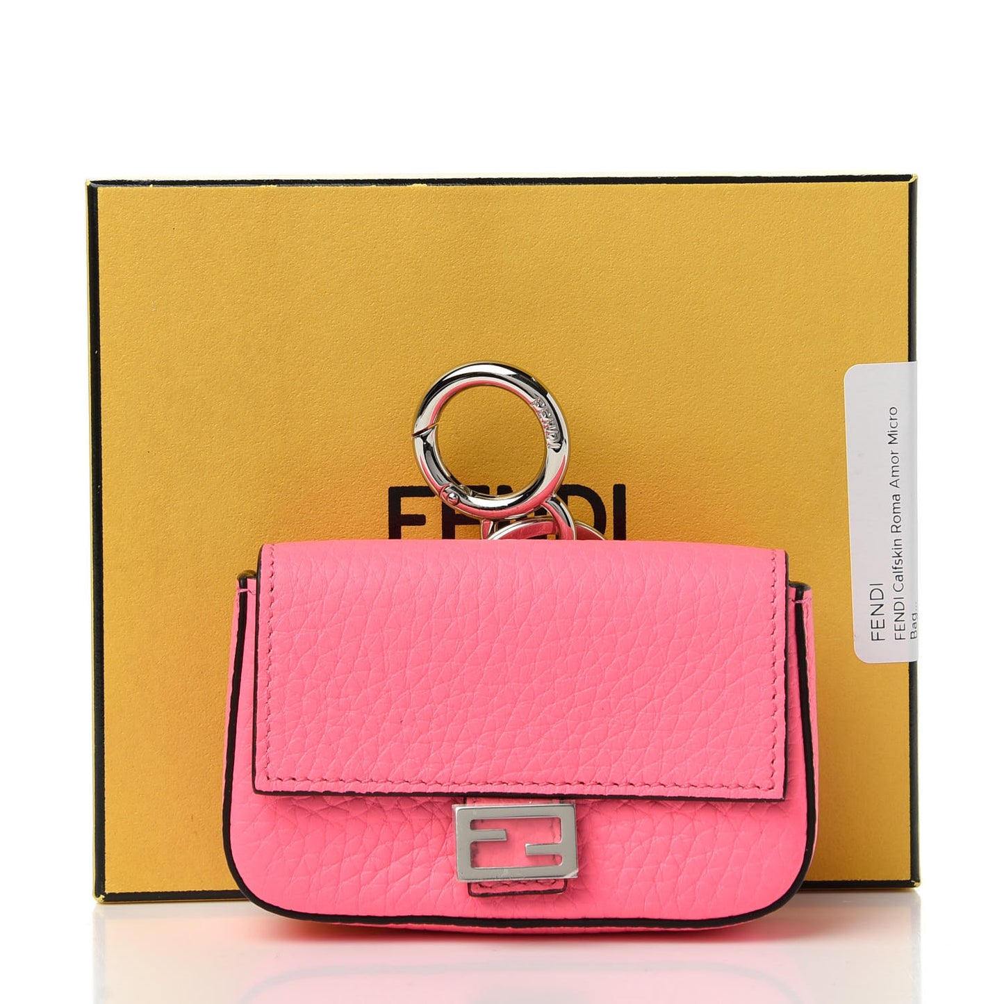 Cuoio Romano Micro Baguette Charm Rosa Fluo