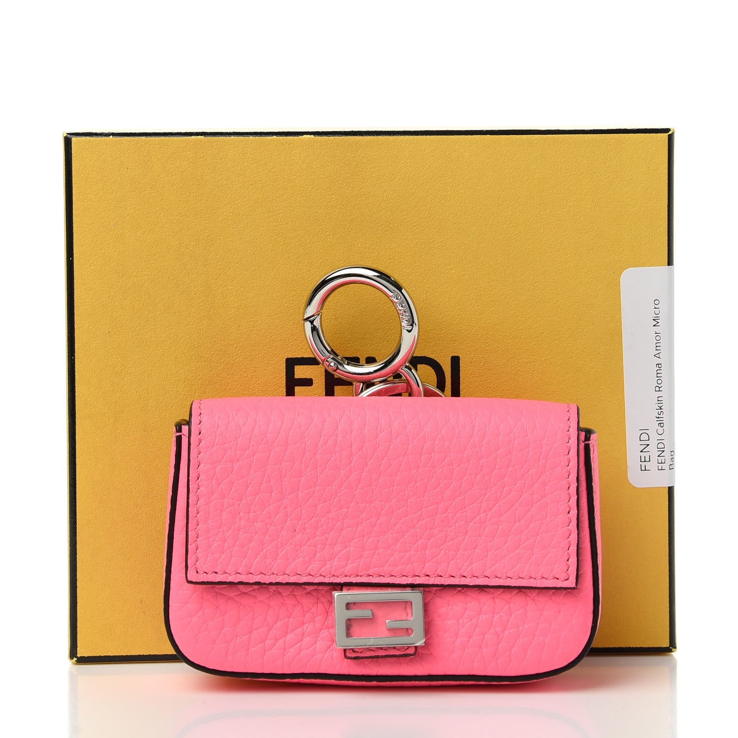 Fendi Cuoio Romano Micro Baguette Charm Rosa Fluo 10 of 10