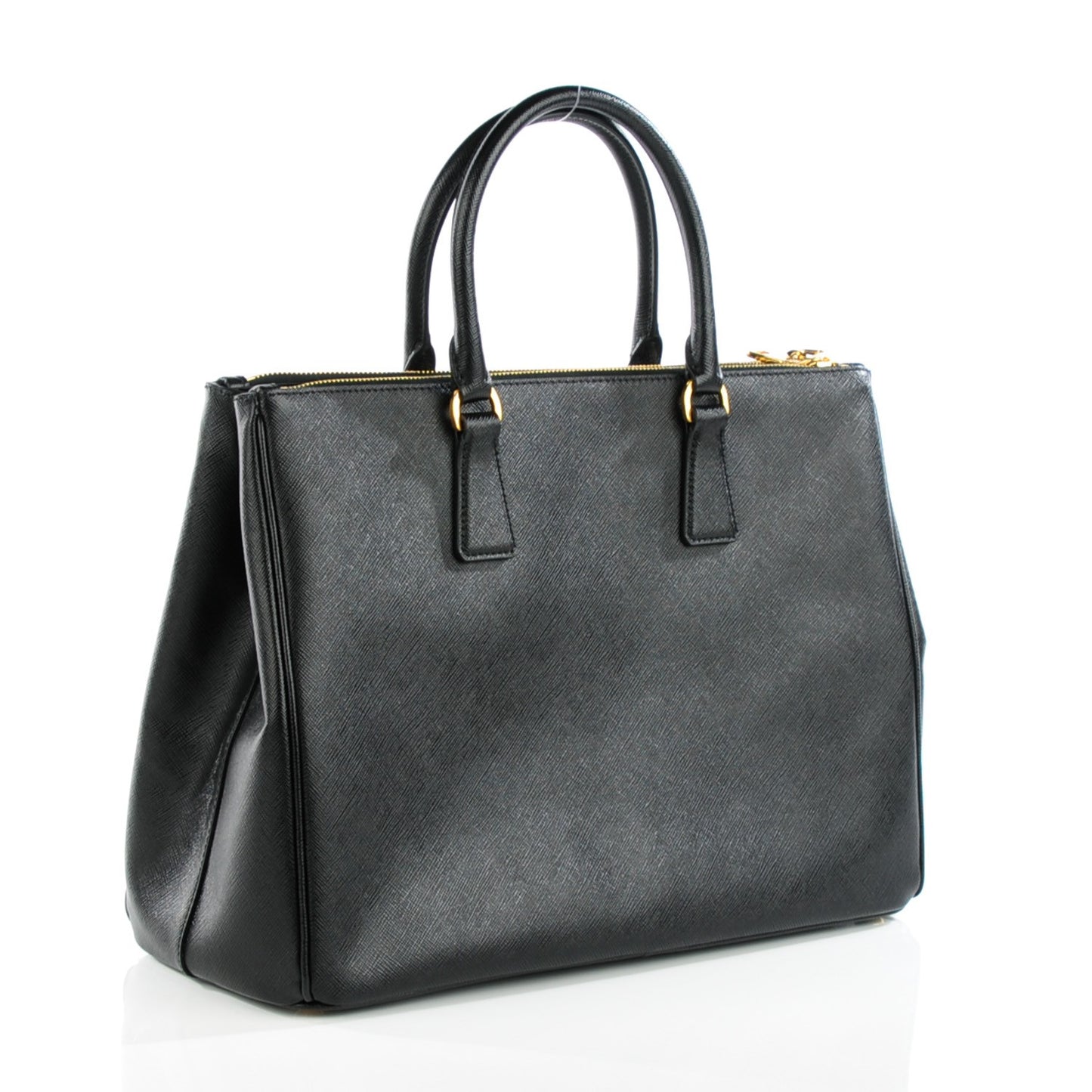Saffiano Large Galleria Double Zip Tote Black