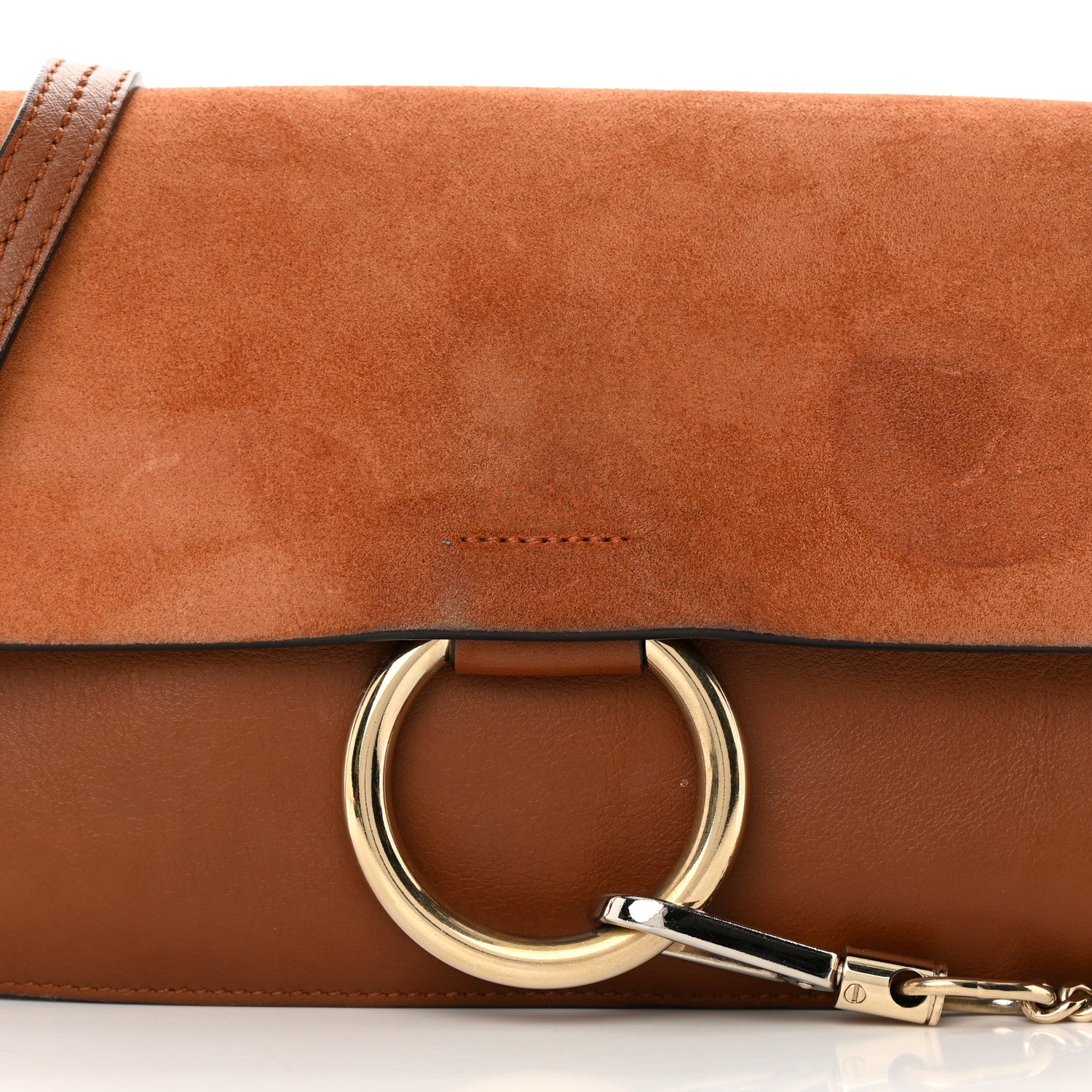 Chloe Suede Calfskin Small Faye Shoulder Bag Tobacco 8 of 18