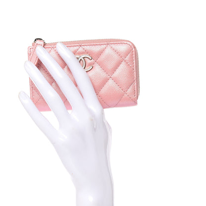 Chanel Iridescent Caviar Quilted Zipped Key Holder Case Rose Pink 2 of 7