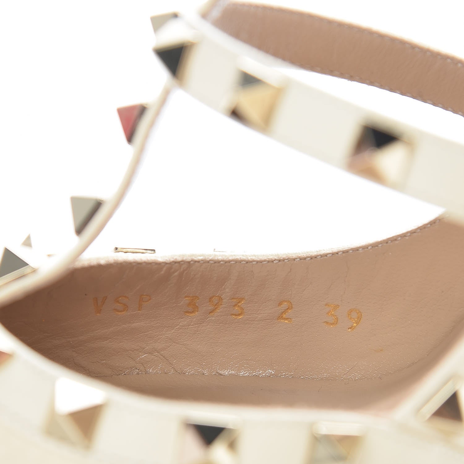 Valentino Garavani Pebbled Calfskin Rockstud Ankle Strap Pumps 39 Light Ivory 8 of 9