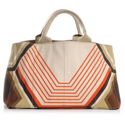 Prada Canvas Canapa Stampata Tote Marrone 1 of 9