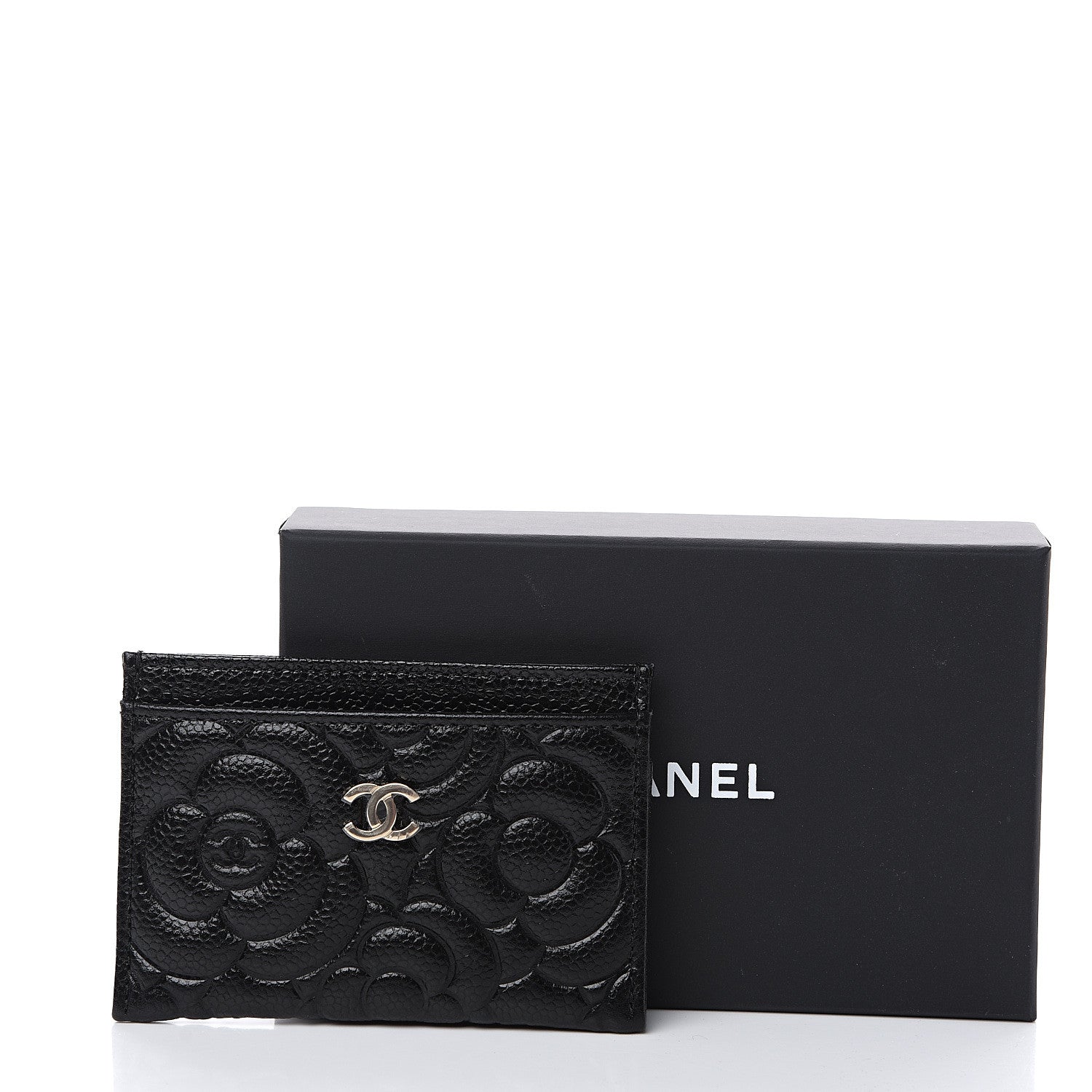 Chanel Caviar Camellia Embossed Card Holder Black 8 of 8