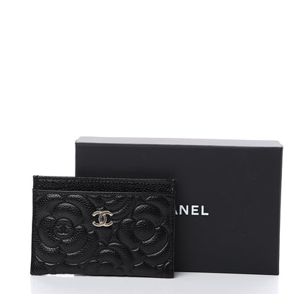Chanel Caviar Camellia Embossed Card Holder Black 8 of 8