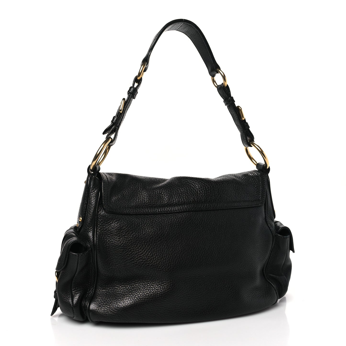 Vitello Daino Shoulder Bag Black