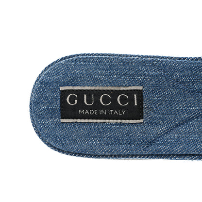 Gucci Plain Spain Denim Logo Slide Sandals 37 Light Blue 8 of 10