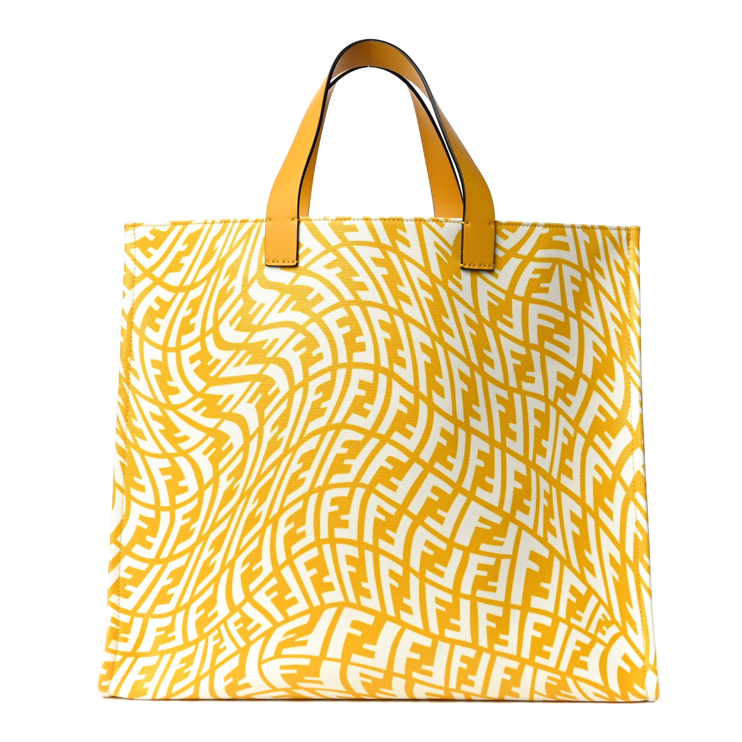 Fendi X SARAH COLEMAN Glazed Canvas Vitello King FF Vertigo Shopping Tote Bag Mimosa White 1 of 10