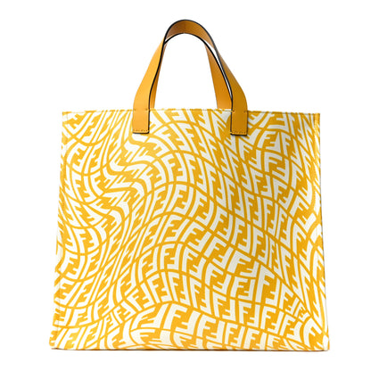 Fendi X SARAH COLEMAN Glazed Canvas Vitello King FF Vertigo Shopping Tote Bag Mimosa White 1 of 10