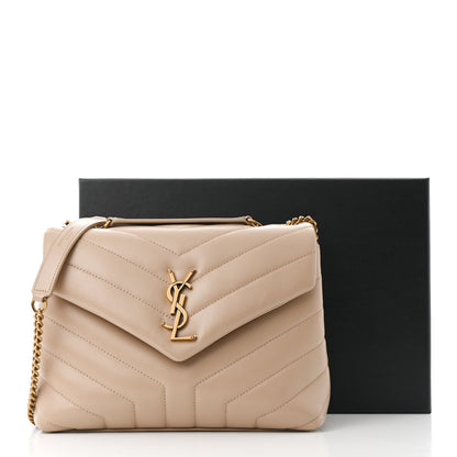 Saint Laurent Calfskin Y Quilted Monogram Small Loulou Chain Satchel Dark Beige 15 of 15