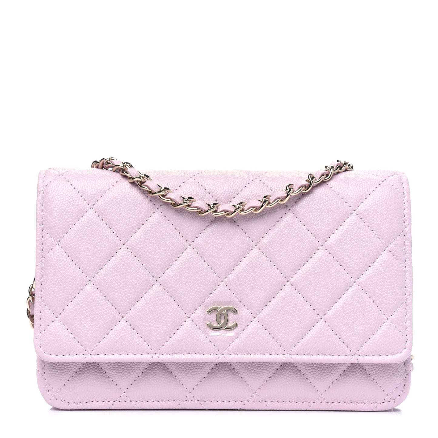 Caviar Quilted Wallet On Chain WOC Light Pink