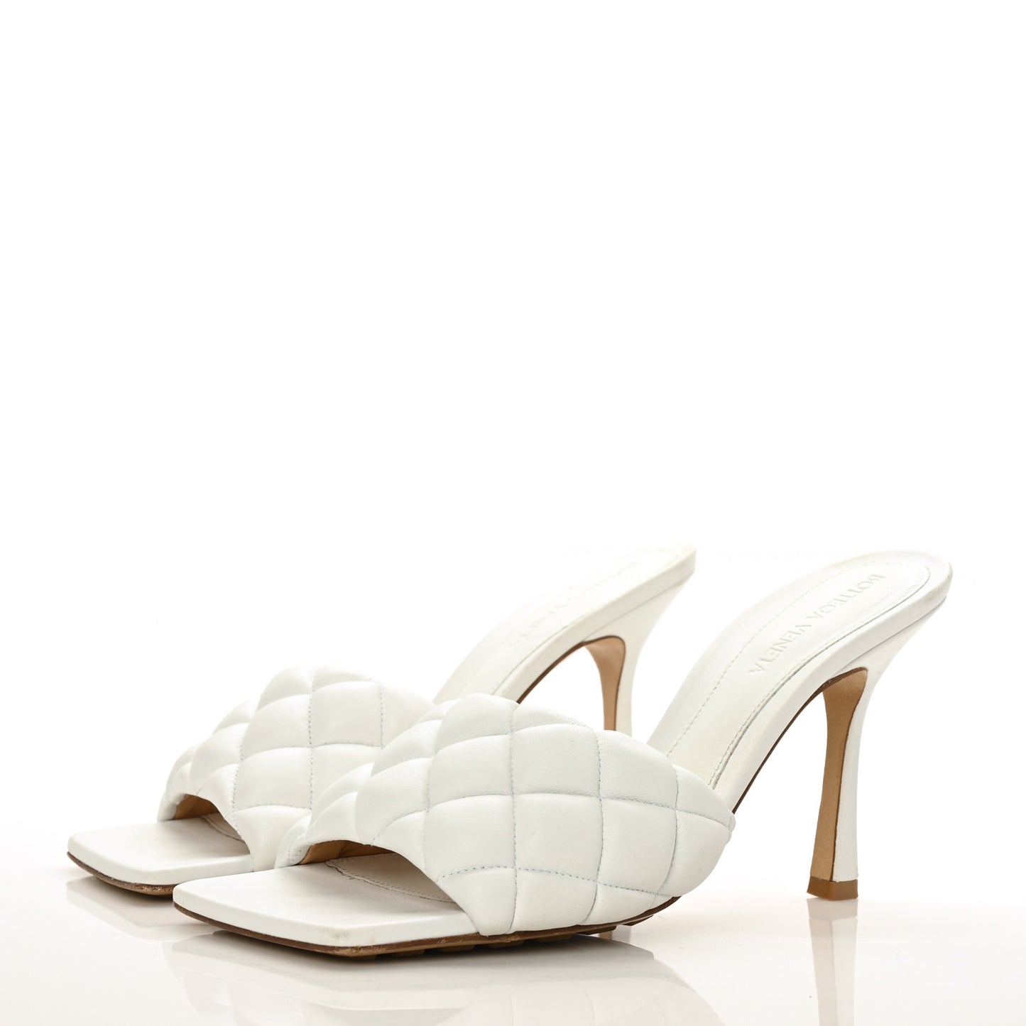 Nappa Matelasse Padded Mule Sandals 38 Optic White