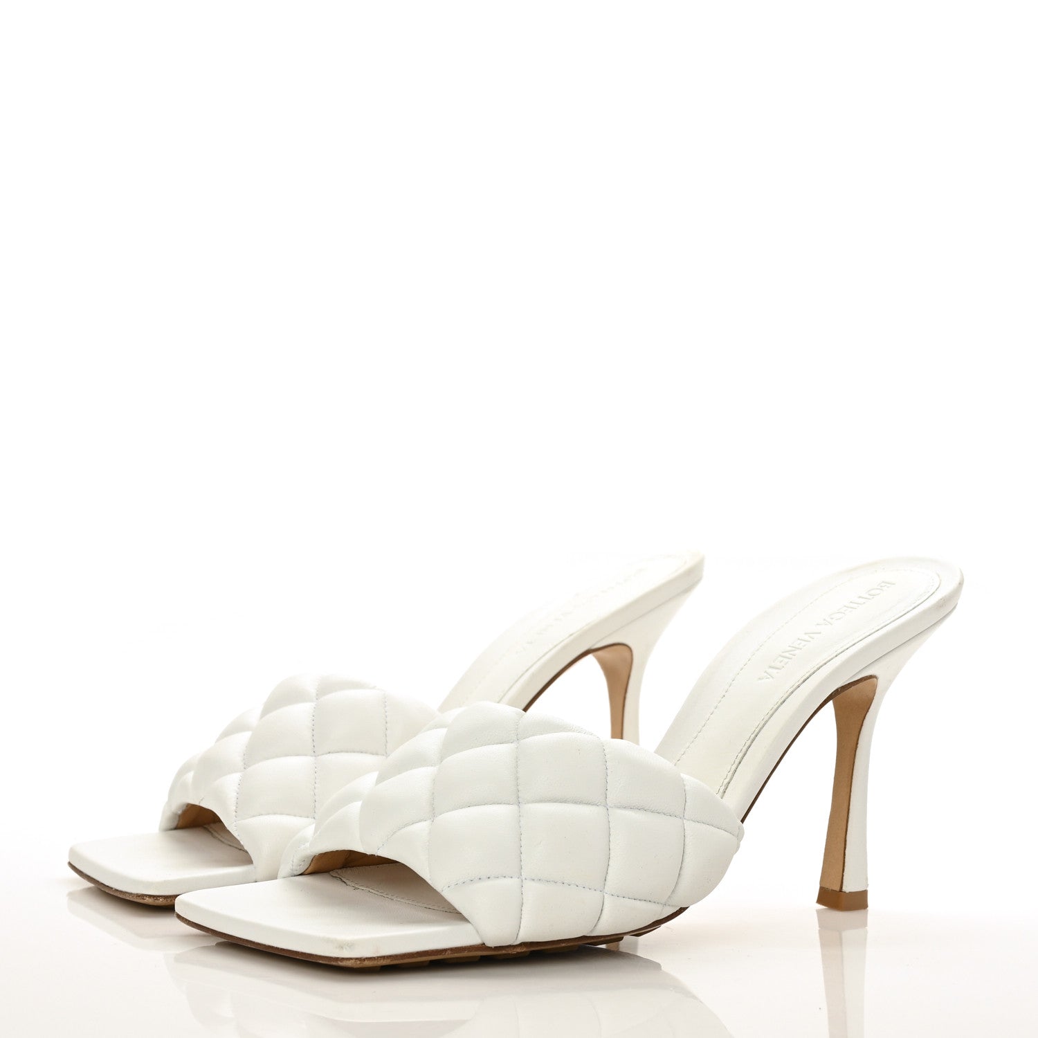 Bottega Veneta Nappa Matelasse Padded Mule Sandals 38 Optic White 3 of 8