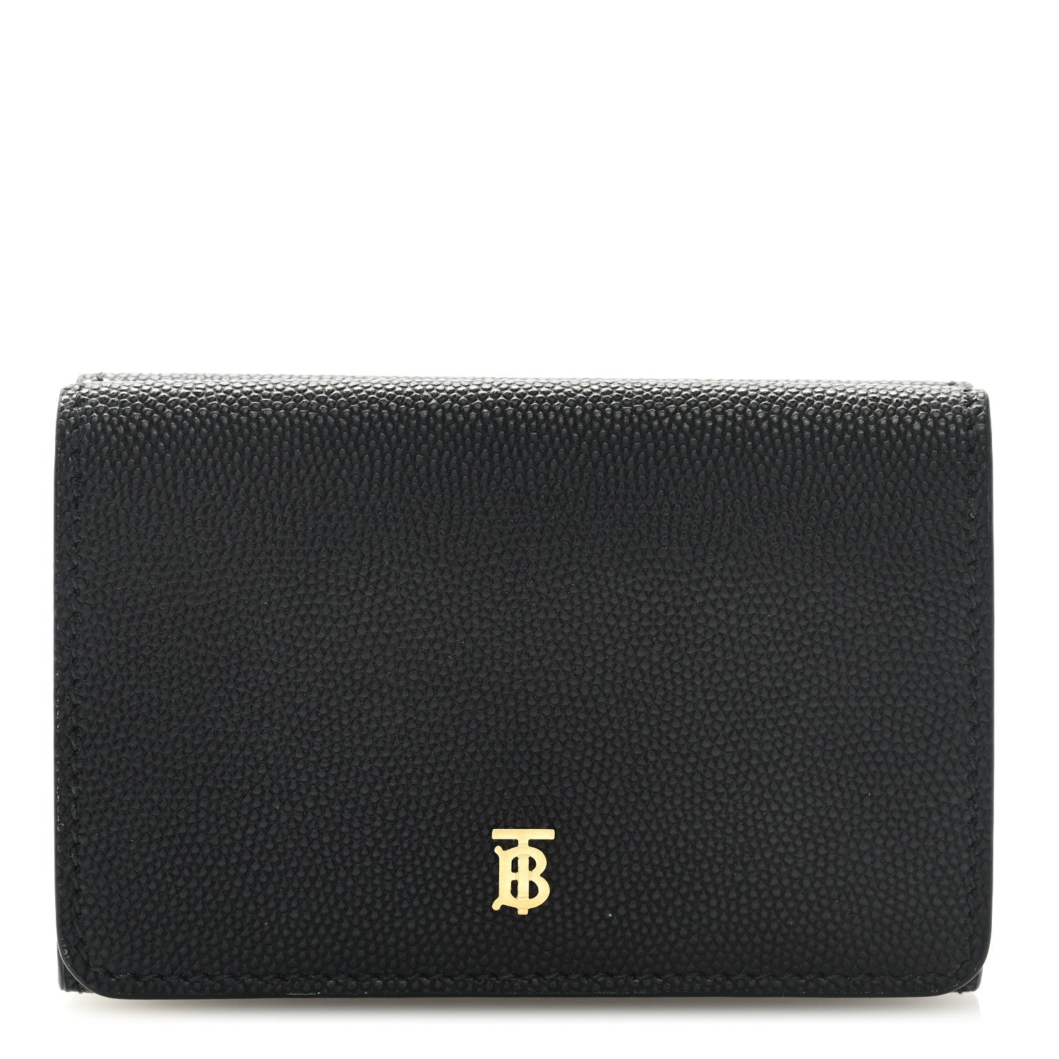 Burberry Grained Calfskin TB Compact Tri-Fold Wallet Black 1 of 6