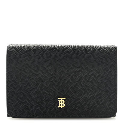 Burberry Grained Calfskin TB Compact Tri-Fold Wallet Black 1 of 6