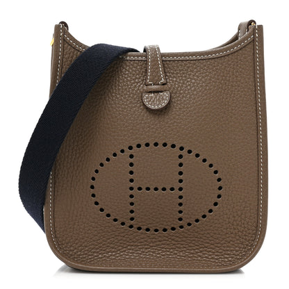 Hermes Taurillon Clemence Amazone Evelyne TPM Etoupe Bleu Indigo 1 of 9