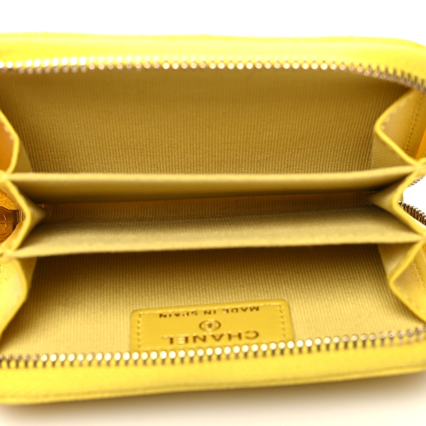 Caviar Quilted Zip Coin Purse Yellow