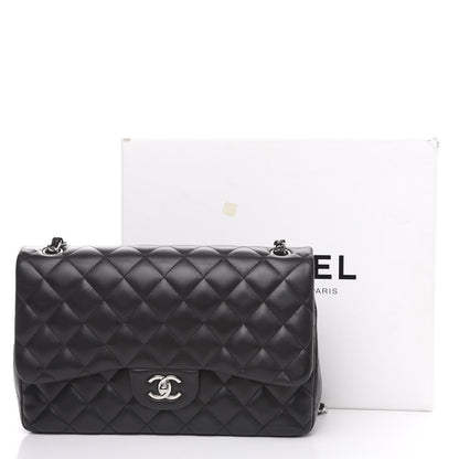 Chanel Lambskin Quilted Jumbo Double Flap Black 12 of 13