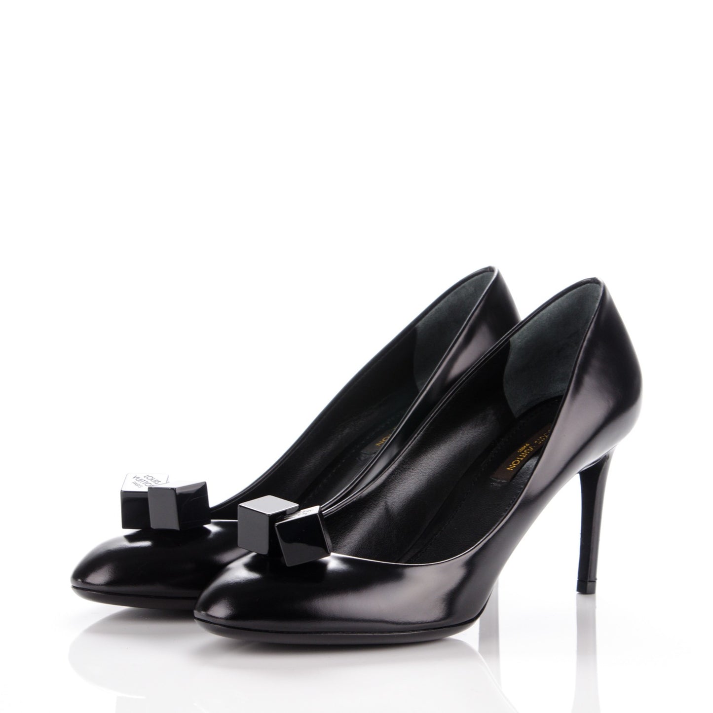 Calfskin Cubic Pumps 38 Black
