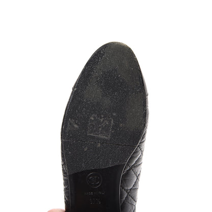 Chanel Aged Calfskin Quilted Cap Toe Ballerina Flats 37.5 Black 10 of 12