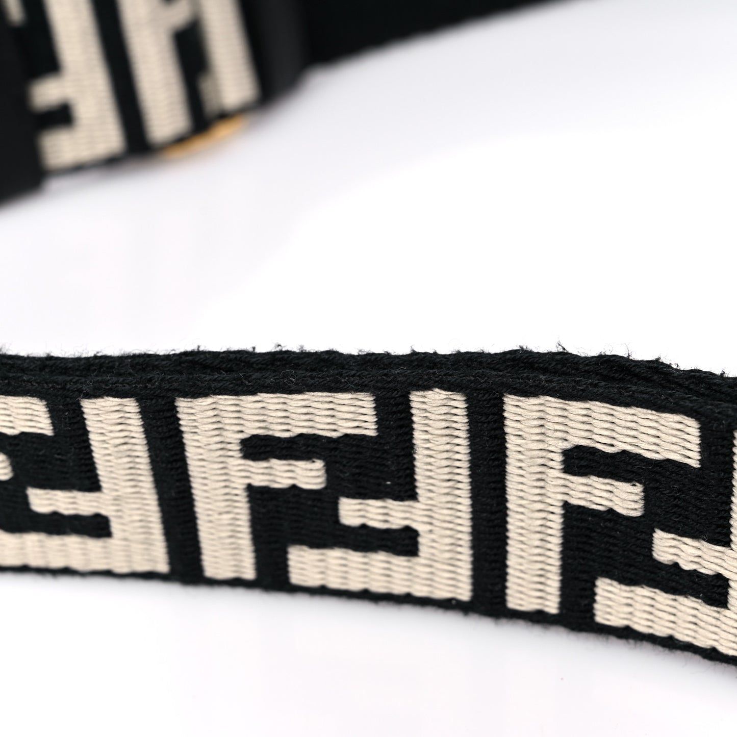 Jacquard Ribbon Vitello King FF Bi-Color Intreccio Adjustable Strap You Black White
