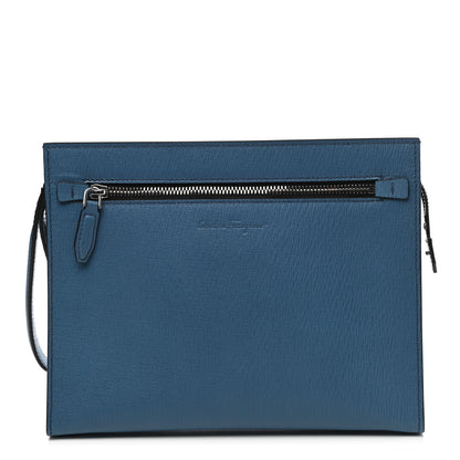 Salvatore Ferragamo Calfskin Wristlet Clutch Blue 1 of 6