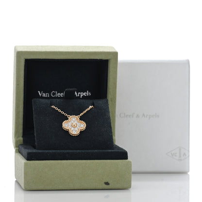 Van Cleef & Arpels 18K Yellow Gold Diamond Vintage Alhambra Pendant Necklace 5 of 5