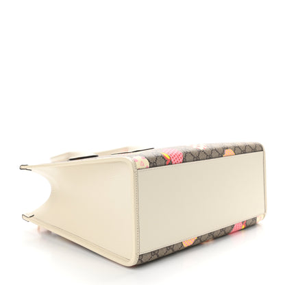 Gucci GG Supreme Monogram Textured Calfskin Les Pommes Small Retro Interlocking G Tote Bag Beige Multicolor Mystic White 4 of 13