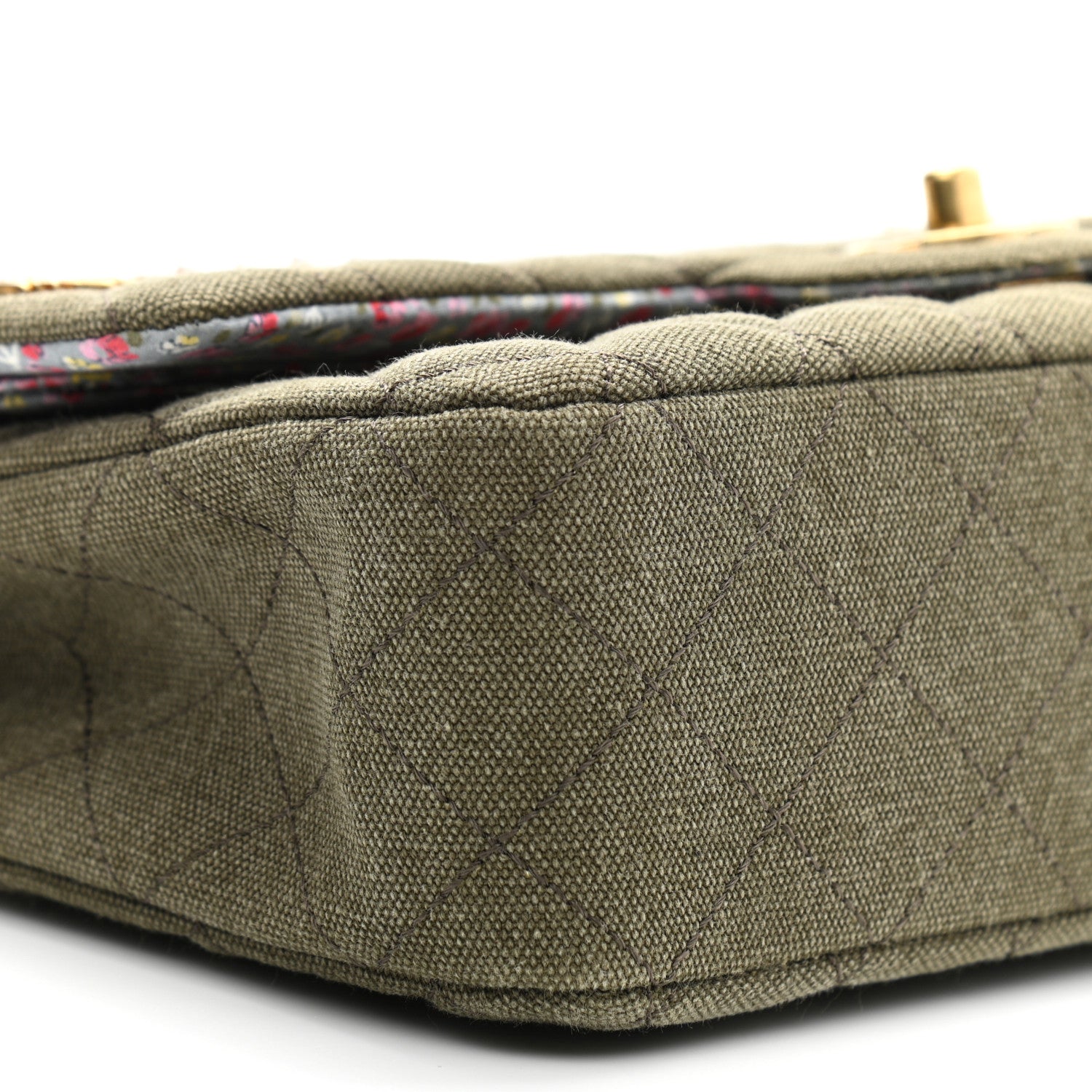 Chanel Toile Quilted Medium Cuba Double Flap Khaki 9 of 12