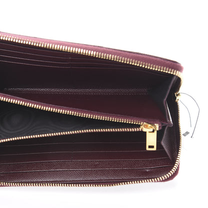 Saint Laurent Grain De Poudre Matelasse Chevron Monogram Zip Around Wallet Rouge Legion 5 of 9