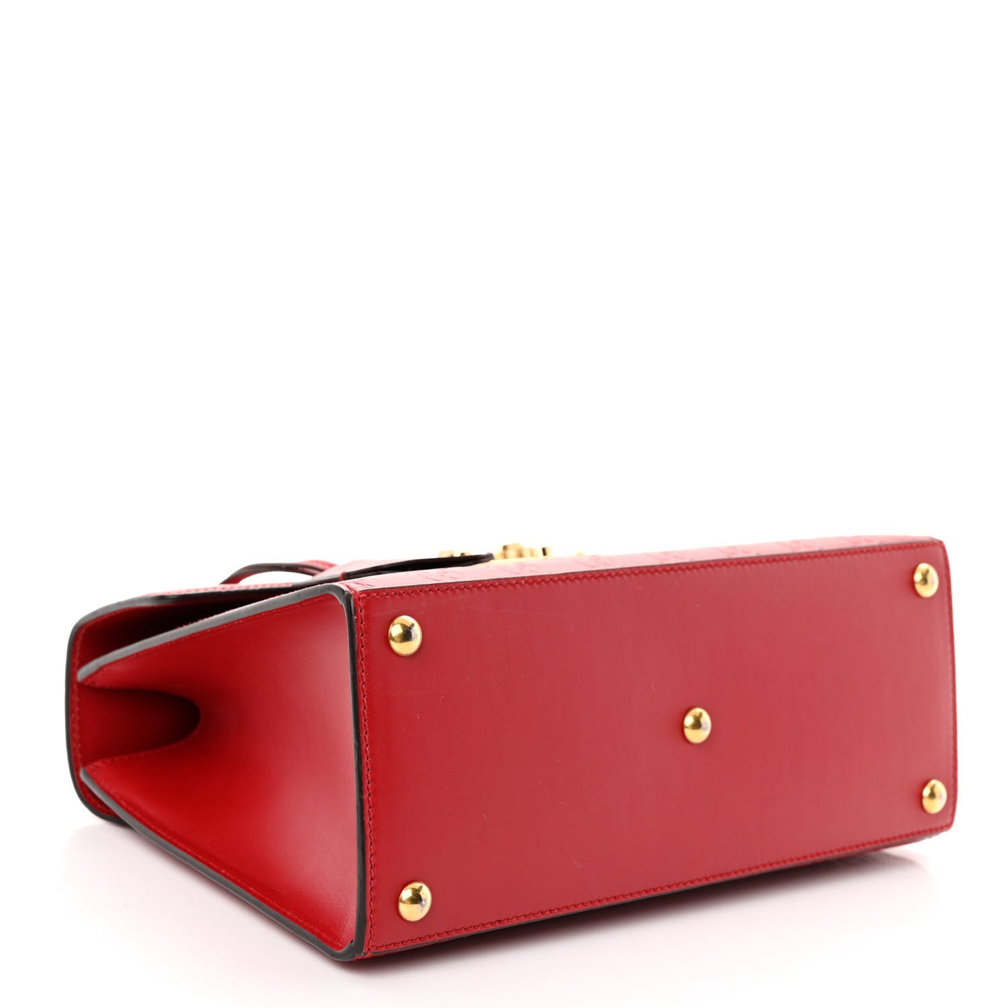 Guccissima Signature Small Padlock Top Handle Bag Hibiscus Red