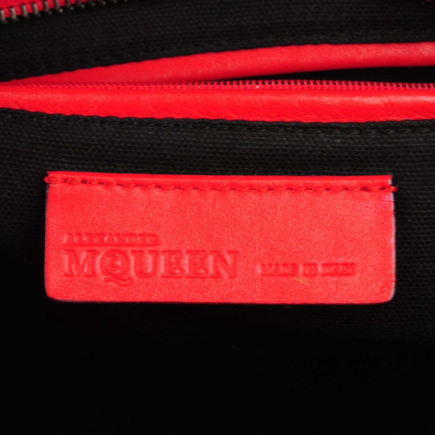 Alexander McQueen Calfskin Small Studded Padlock Zip Around Tote Red 11 of 14