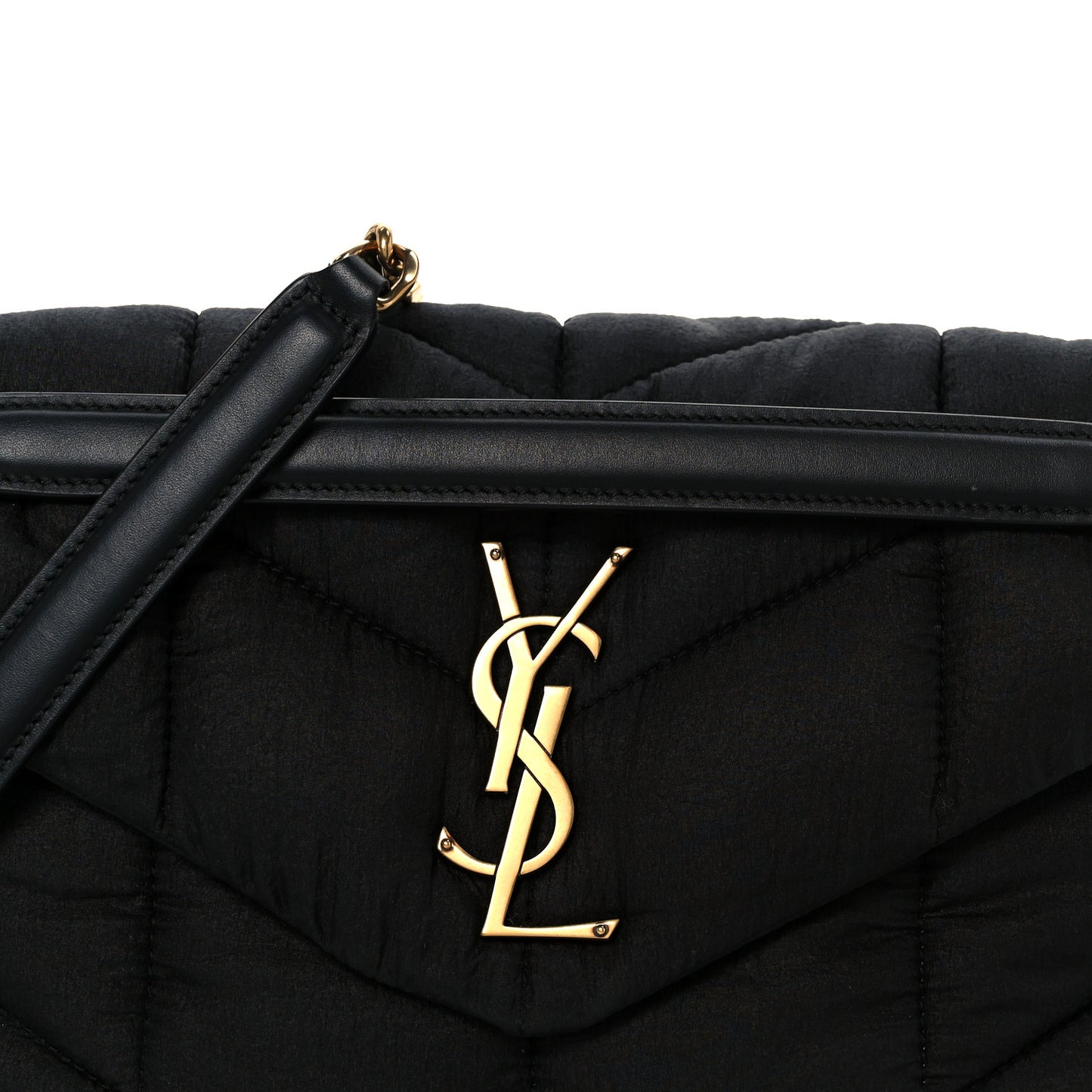Nylon Quilted Small Loulou Puffer Monogram Chain Satchel Black