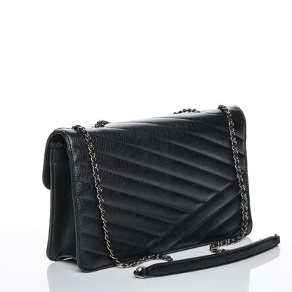 Chanel Shiny Goatskin Chevron Quilted Gabrielle Flap Black 3 of 7