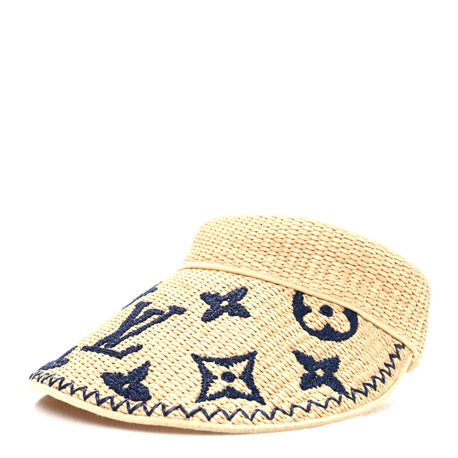 Louis Vuitton Calfskin Raffia Monogram Strawgram Visor Natural Blue 1 of 7