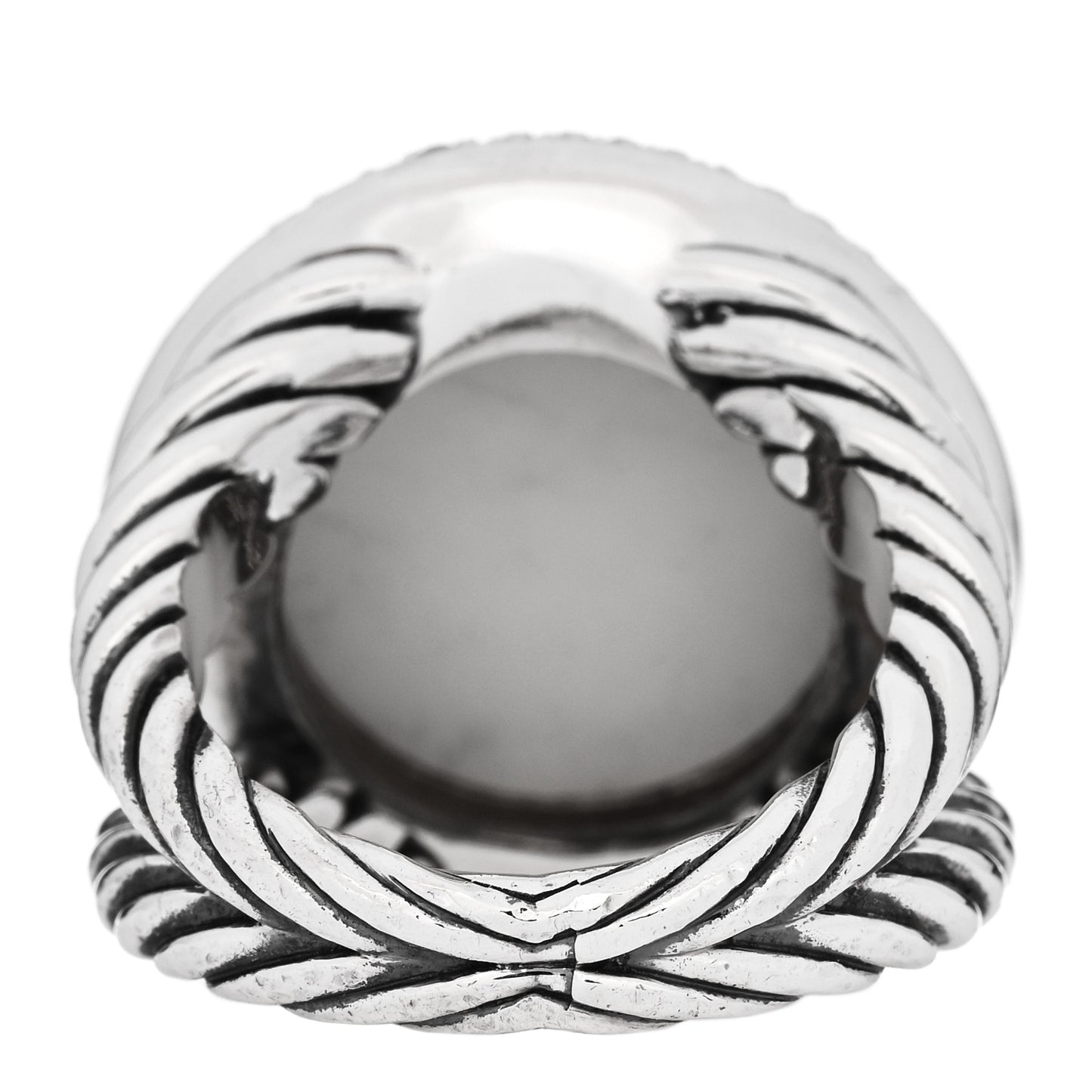 Sterling Silver Diamond White Agate 18mm Cerise Ring 54 6.75