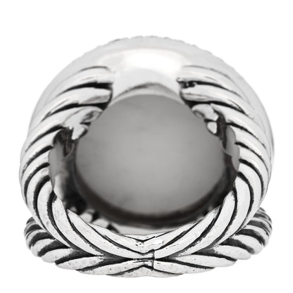David Yurman Sterling Silver Diamond White Agate 18mm Cerise Ring 54 6.75 4 of 6