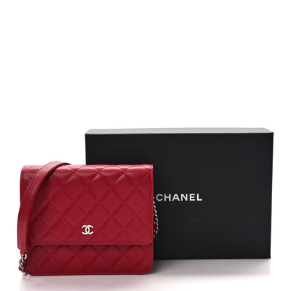 Chanel Caviar Quilted Square Wallet On Chain WOC Dark Pink 8 of 8