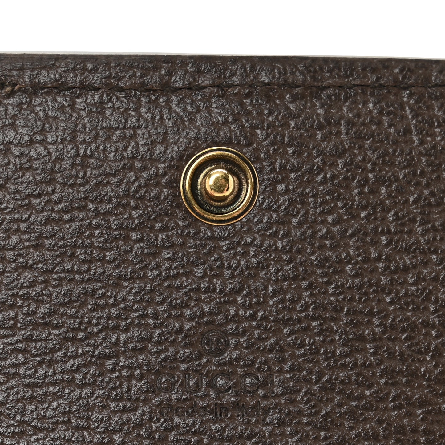 Monogram Jumbo GG Textured Dollar Calfskin Diana Card Case Wallet Camel Ebony New Acero