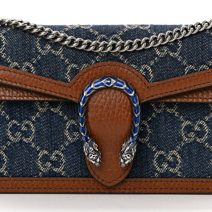 Gucci New Denim GG Monogram Dollar Calfskin Enamel Super Mini Dionysus Shoulder Bag Blue Tea Cuir Epilog Electric Blue 6 of 10